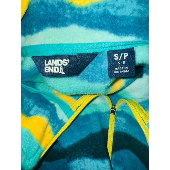 Lands End Womens Cozy Fleece Pullover Dress S/P Bright Stripe Pattern Travel - Picture 8 of 12